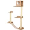 PawHut Multi-Level Kitty Playground: Sisal Scratching Posts, Yellow Condo Activity Center for Cats