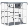 PawHut Large Outdoor Catio Cat Enclosure with Hammock, Condo, Jump Platforms, Ladders, Ramps, Tarp, for 2-4 Large Cats, Gray