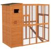 PawHut Outdoor Cat House Catio Wooden Feral Cat Shelter with Door Weather-Resistant Asphalt Roof 77 L Natural