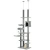 PawHut 89"-100" Floor to Ceiling Cat Tree, Morden Cat Tower with Hammock, Scratching Post & Toy Balls, Indoor Cat Activity Center, Gray