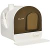 PawHut Covered Cat Litter Box with Lid, Scoop, and Filter, Sleek White