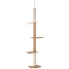PawHut Natural Floor-to-Ceiling Cat Tree, Sisal-Covered Scratching Posts, Light Brown