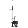 PawHut Giant Cat Extravaganza: 110" Floor-to-Ceiling Climbing Toy with Hammock, Scratching Post, Dark Grey