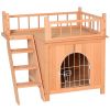 PawHut Nature's Haven Cat Treehouse, 2-Story Outdoor Sanctuary with Balcony