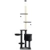 PawHut Vertical Cat Tree Adjustable Height Floor-To-Ceiling with Carpet Platforms Condo & Rope Scratching Areas Grey
