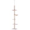 PawHut 8.5' Vertical Cat Tree Adjustable Height Floor-To-Ceiling with 5 Carpeted Platforms & 3 Sisal Rope Scratching Areas Beige