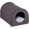 PawHut Heated Cat House Outdoor Portable Heated Cat Houses, Elevated Waterproof and Insulated A Safe Pet House Stay Warm and Dry Brown