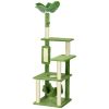 PawHut Indoor Cat Tree with Hammock Tower for Cats Cozy Green Cat Furniture