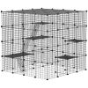 PawHut Detachable Metal Cat Cage with Platforms, Ramps, Accessories, for 1-3 Cats, 55", Black