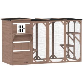 PawHut Large Outdoor Cat House for 3 Kitties, Multi-Level Design with Big Hiding Areas 2 Stories & Multiple Platforms Cat Condo