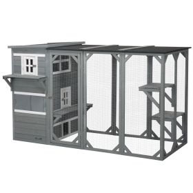 PawHut Secure Outdoor Cat Enclosure Multi-Level with Lockable Doors for 2-3 Cats