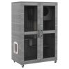 PawHut Cat House with Cat Tree, Kitty Cage with Scratching Posts Condo Cat Enclosure Lockable Wheels, Gray