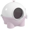 PawHut Large Hooded Cat Litter Box with Lid, Scoop, Leaking Sand Pedal, Top Handle, Light Pink