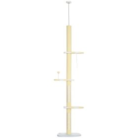 PawHut Modern Cat Tree Height Adjustable 87 -103 Inch with 4-Tier Platforms, Toy Ball, Cat Climber for Indoor Cats