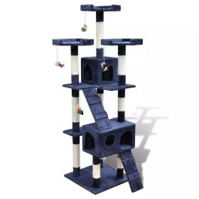 Cat Tree Scratching Post 67" 2 Condos Dark Blue