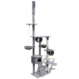 Cat Tree Scratching Post 87" - 94" 1 Condo Gray
