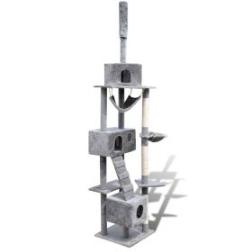 Cat Tree Scratching Post 87" - 94" 3 Condos Gray