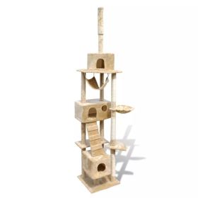 Cat Tree Scratching Post 87" - 94" 3 Condos Beige