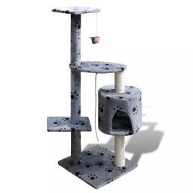 Cat Tree/Scratching Post 45 inch 1 Condo Gray with Pawprints