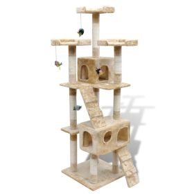 Cat Tree Cat Scratching Post 67 inch 2 Condos Beige
