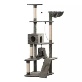 Cat Play Tree 75.2 inch Gray Plush
