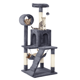 51'' Multilevel Cat Tree with Condo, Dark Gray