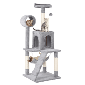 51'' Multilevel Cat Tree with Condo, Light Gray