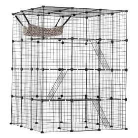 Large 4-tier Cat Cage 41 x 41 x 55" Metal Wire Cat Enclosure with Hammock