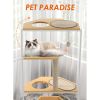 Corner Cat Tower Tree with Scratching Post, Climbing Platforms, and Feeding Station â€“ Multi-Level Cat Condo