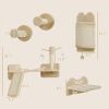 PawHut 4PCs Corner Design Cat Wall Shelve with Scratching Post, Scratching Board, Perches, Cat Wands, Toy Ball, Beige