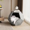 25.98"Modern Pet Furniture Cat Carrier Side Table, Sofa Side Table, Planter MDF Multifunctional Furniture, Cement Gray