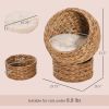 PawHut Wicker Elevated Cat Bed with Soft Cushion Brown Cat Egg Chair Shape Indoor