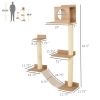 PawHut Multi-Level Kitty Playground: Sisal Scratching Posts, Yellow Condo Activity Center for Cats