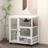 PawHut Cat House, Indoor Cat Enclosure on Wheels with Openable Top, 39", White