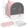 PawHut Covered Cat Litter Box with Lid, Scoop, and Filter, Compact Design, Pink