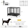 PawHut 43" Heavy Duty Dog Crate with Removable Tray, Lockable Wheels and Double Door, for Large and Extra Large Dogs, Black