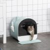 PawHut Covered Cat Litter Box, 17"x17"x18.5", Indoor with Lid, Tray, Scoop, Filter, Green