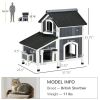 PawHut Outdoor Cat House with Flower Pot, 2-Story Feral Cat House with Weather Resistant Roof, Wooden Cat Shelter with Window, Multiple Entrances