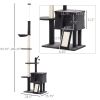 PawHut Giant Cat Extravaganza: 110" Floor-to-Ceiling Climbing Toy with Hammock, Scratching Post, Dark Grey