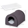 PawHut Heated Cat House Outdoor Portable Heated Cat Houses, Elevated Waterproof and Insulated A Safe Pet House Stay Warm and Dry Brown