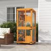 PawHut Wooden Cat House for 1-3 Cats Catio Enclosure on Wheels Easy to Move Orange