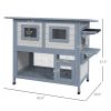 PawHut 2 Tier Wooden Cat House with Multiple Access Points and Weatherproof Shelter, Cat Shelter, Light Gray