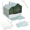 PawHut Hooded Cat Litter Box with Mat, Particle Catching, Easy Clean, Light Blue
