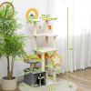 PawHut 63 Inch Moon and Star Themed Cat Tree with Scratching Post, Hammock, Condo, Bed & Scratching Board, Cat Toys, Beige