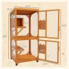 PawHut Wooden Cat House for 1-3 Cats Catio Enclosure on Wheels Easy to Move Orange