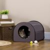 PawHut Heated Cat House Outdoor Portable Heated Cat Houses, Elevated Waterproof and Insulated A Safe Pet House Stay Warm and Dry Brown
