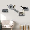 PawHut 4 Pcs Cat Wall Furniture Set in Gray for Climbing Resting and Playing