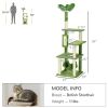 PawHut Indoor Cat Tree with Hammock Tower for Cats Cozy Green Cat Furniture