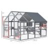 PawHut Outdoor Cat Enclosure with Condos, Canopy, Suspension Bridges, Platforms & Multiple Doors for 3-6 Cats, Gray