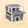PawHut Weatherproof Outdoor Cat Shelter, Two Story Cat House with Balcony, Openable Top, Escape Door, Removable Panel & Floor